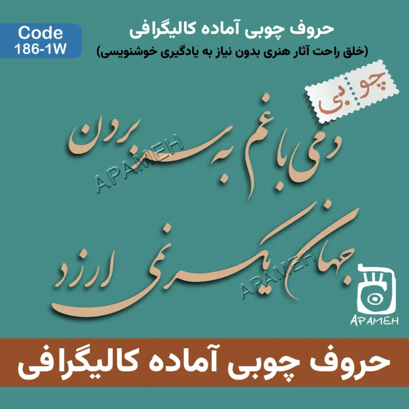 حروف کالیگرافی آماده چوبی کد 1-18۶W دمی با غم به سر بردن جهان یک سر نمی ارزد